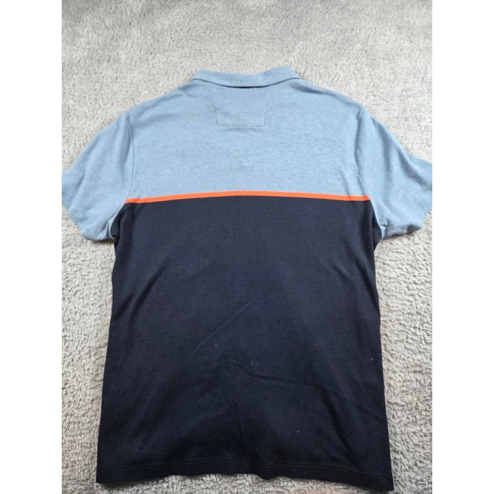 Banana Republic Polo Shirt XL Blue Navy Mens Luxury Touch Colorblock Stripe